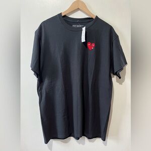 Riot Society Black Tee with Red Heart Embroidery